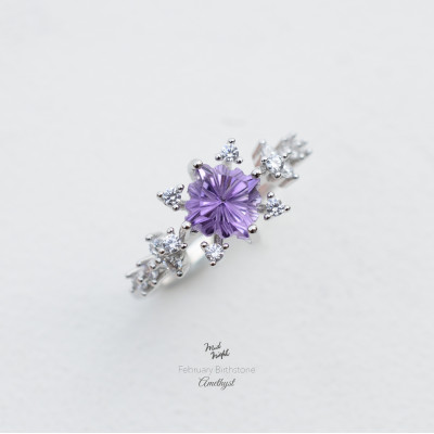 February Birthstone-Amethyst Stamp Ring